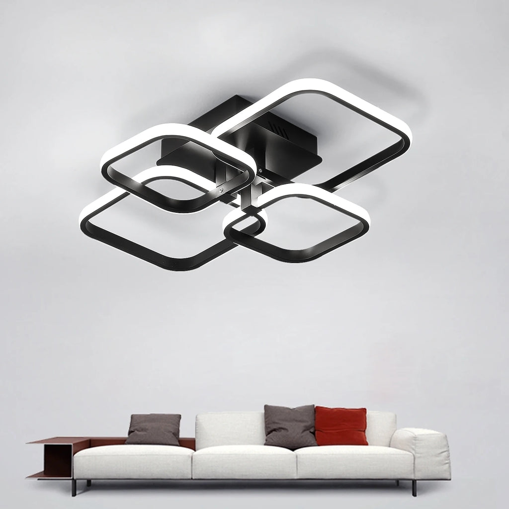 Modern LED Ceiling Light,60W 4500LM LED Ceiling Lamp 4 Squares,Cool White Light 6000K Aluminum Ceiling Light for Bedroom