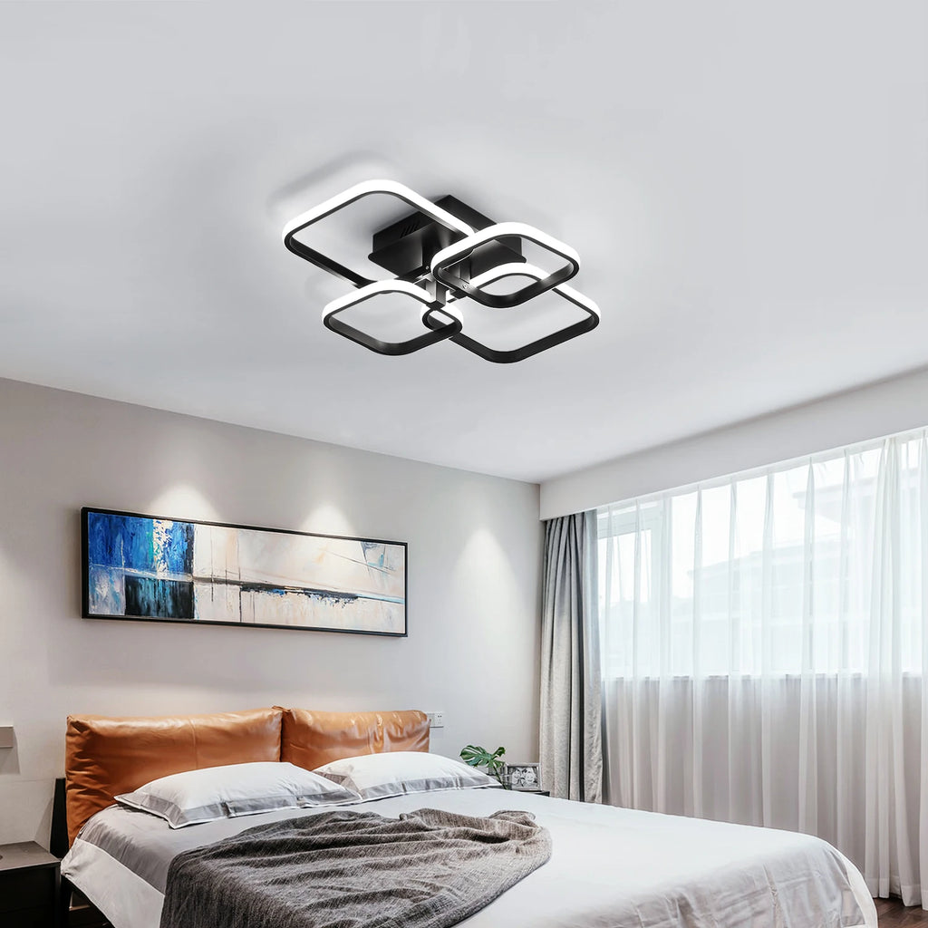 Modern LED Ceiling Light,60W 4500LM LED Ceiling Lamp 4 Squares,Cool White Light 6000K Aluminum Ceiling Light for Bedroom