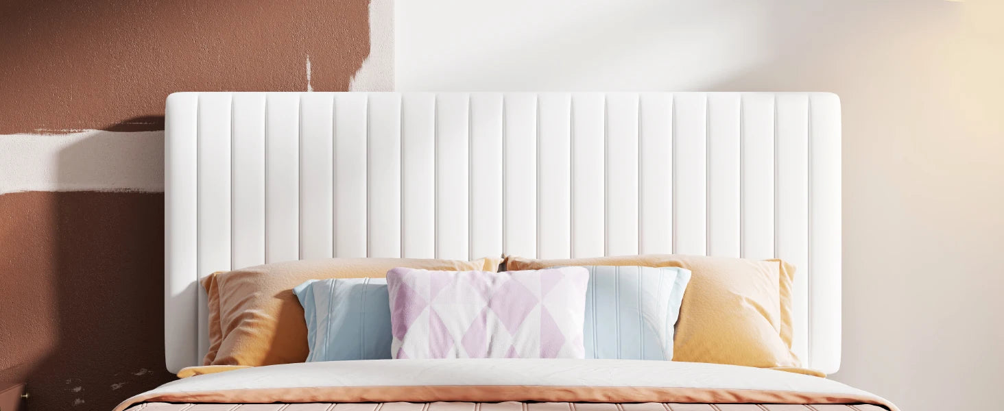 HOOMIC Upholstered Platform Bed Frame with Vertical Channel Tufted Velvet Fabric Adjustable Headboard Allewie