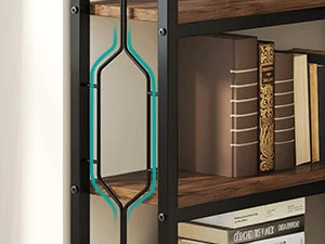 Corner Shelf, 7-Tier Industrial Corner Bookshelf, Freestanding Display Shelf for Living Room, Kitchen, Home Office, Dark Brown