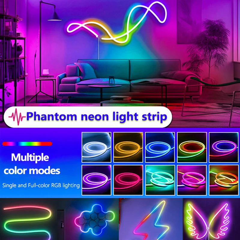 5V RGB Neon Strip Light 1M 2M 3M 5M USB Waterproof Flexible Tape Neon Lights With Bluetooth APP Control For Christmas Home Decor