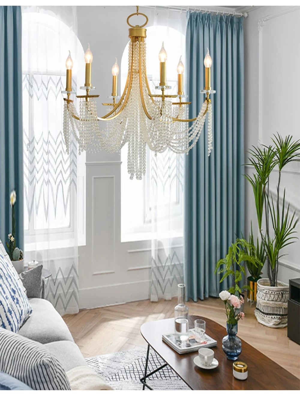 Romantic Art Candle Chandeliers Luxury Crystal Hanging Light Hotel Villa French Country Living Room Bedroom Kitchen Pendant Lamp