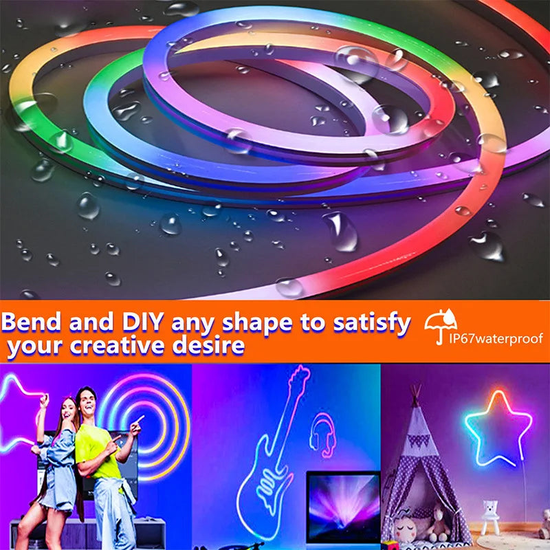 5V RGB Neon Strip Light 1M 2M 3M 5M USB Waterproof Flexible Tape Neon Lights With Bluetooth APP Control For Christmas Home Decor