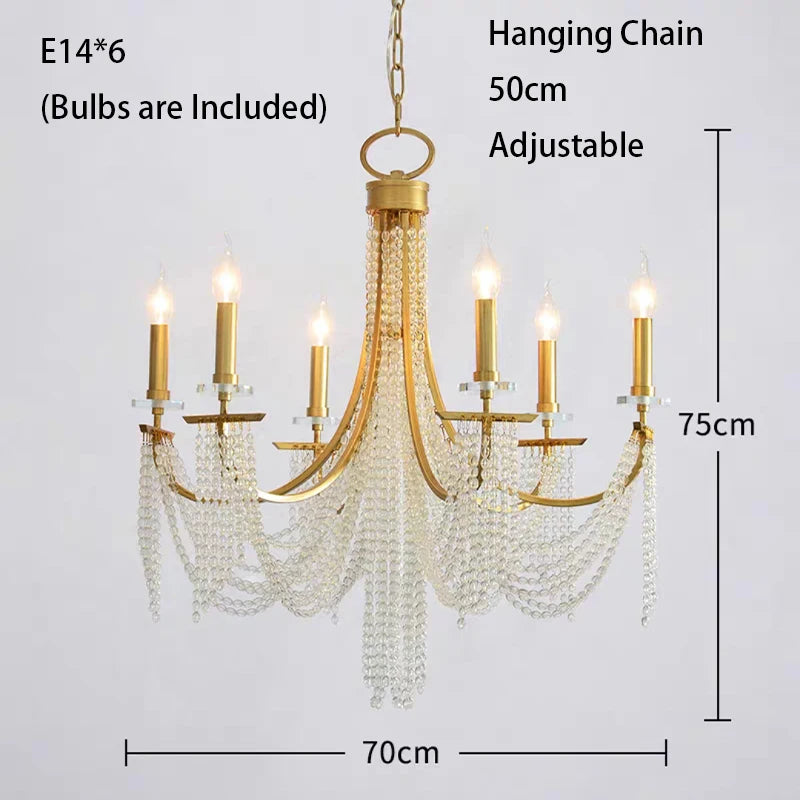 Romantic Art Candle Chandeliers Luxury Crystal Hanging Light Hotel Villa French Country Living Room Bedroom Kitchen Pendant Lamp