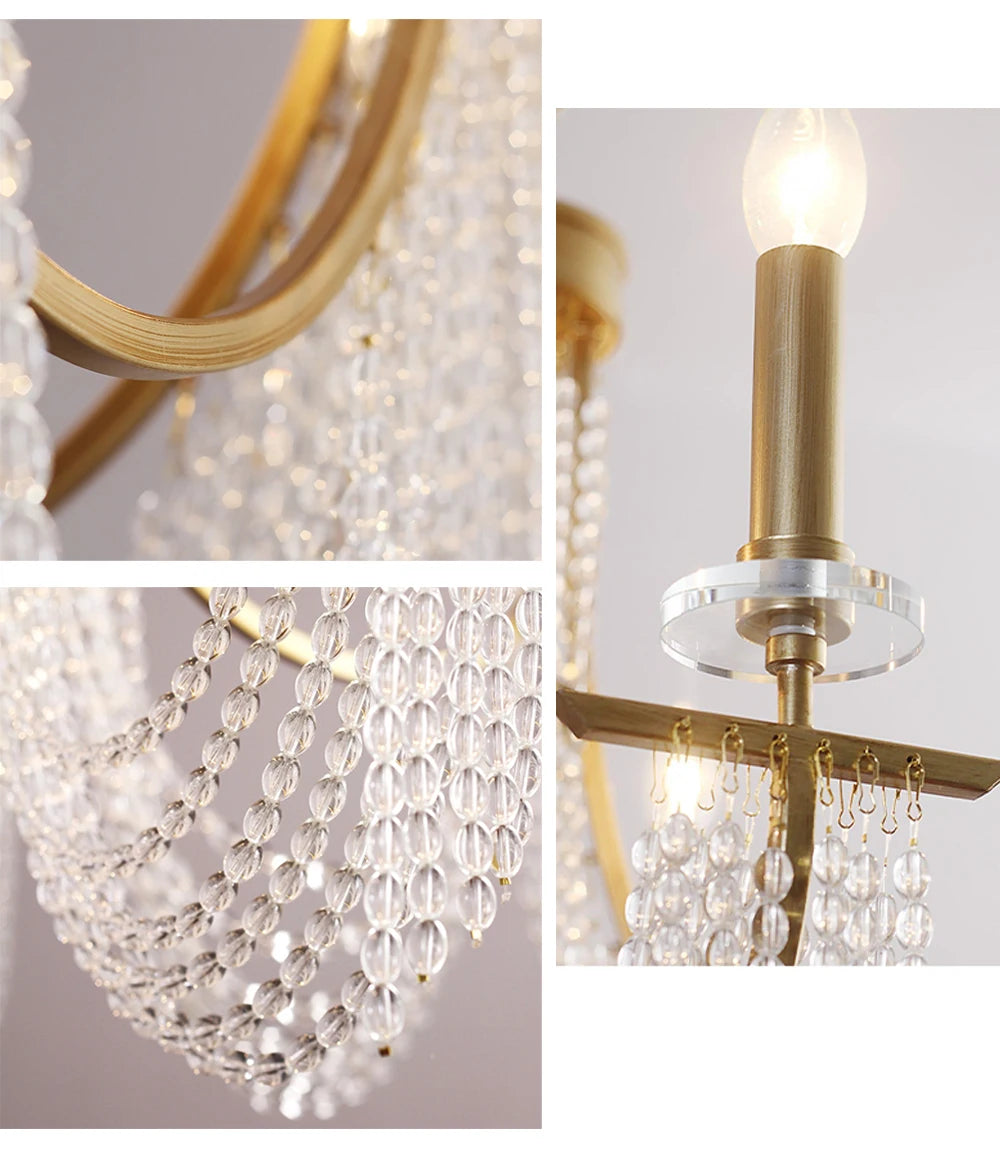 Romantic Art Candle Chandeliers Luxury Crystal Hanging Light Hotel Villa French Country Living Room Bedroom Kitchen Pendant Lamp