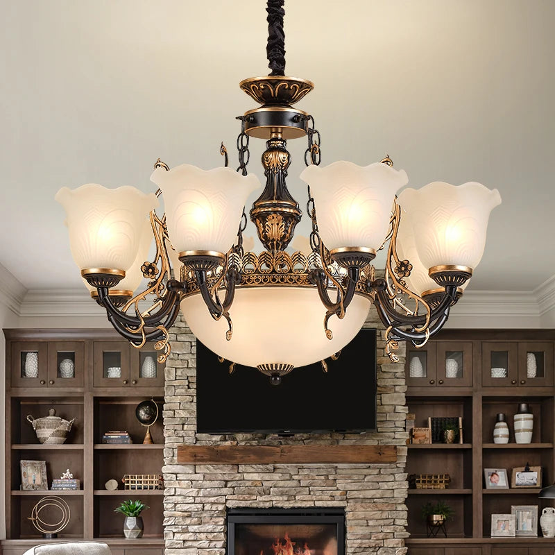 American/European Inspired Chandelier Glass And Iron Elements Great For Living Room Bedroom  Dining Room Setup