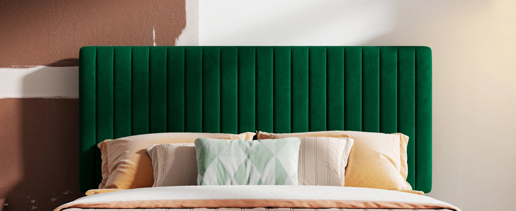 HOOMIC Upholstered Platform Bed Frame with Vertical Channel Tufted Velvet Fabric Adjustable Headboard Allewie