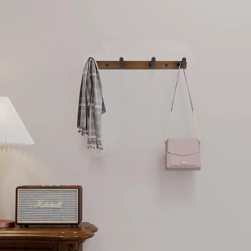 Coat Rack Wall Mount Entryway Wall Hanger for Towels Wooden Coat Hooks Hook Storage Rack for Bedroom Bathroom Kitchen