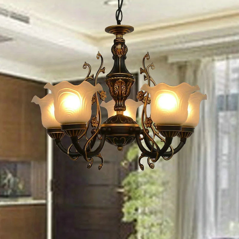 American/European Inspired Chandelier Glass And Iron Elements Great For Living Room Bedroom  Dining Room Setup