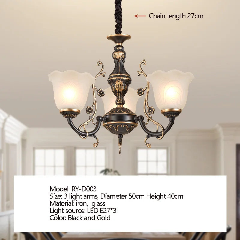 American/European Inspired Chandelier Glass And Iron Elements Great For Living Room Bedroom  Dining Room Setup