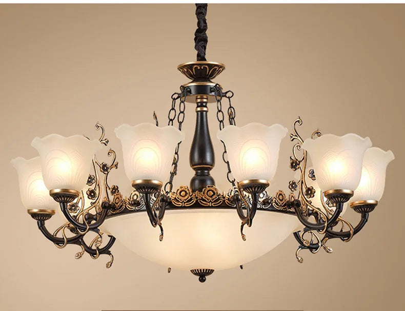 American/European Inspired Chandelier Glass And Iron Elements Great For Living Room Bedroom  Dining Room Setup