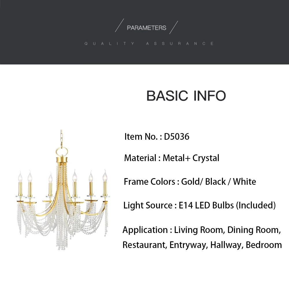 Romantic Art Candle Chandeliers Luxury Crystal Hanging Light Hotel Villa French Country Living Room Bedroom Kitchen Pendant Lamp