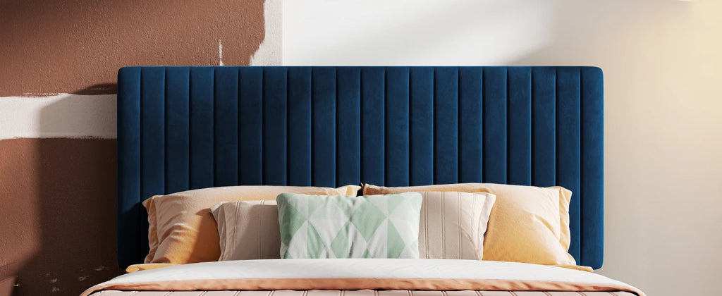 HOOMIC Upholstered Platform Bed Frame with Vertical Channel Tufted Velvet Fabric Adjustable Headboard Allewie