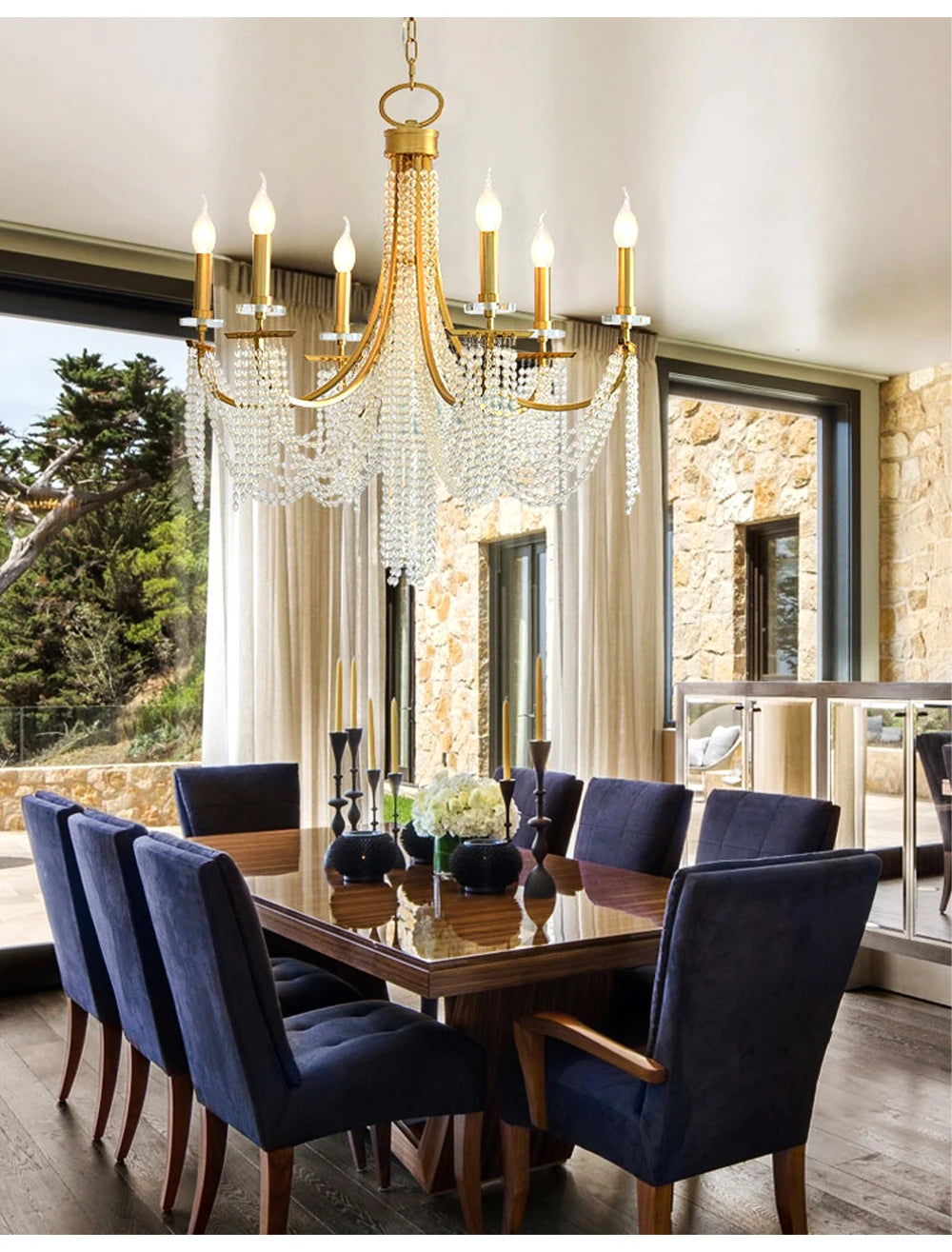 Romantic Art Candle Chandeliers Luxury Crystal Hanging Light Hotel Villa French Country Living Room Bedroom Kitchen Pendant Lamp