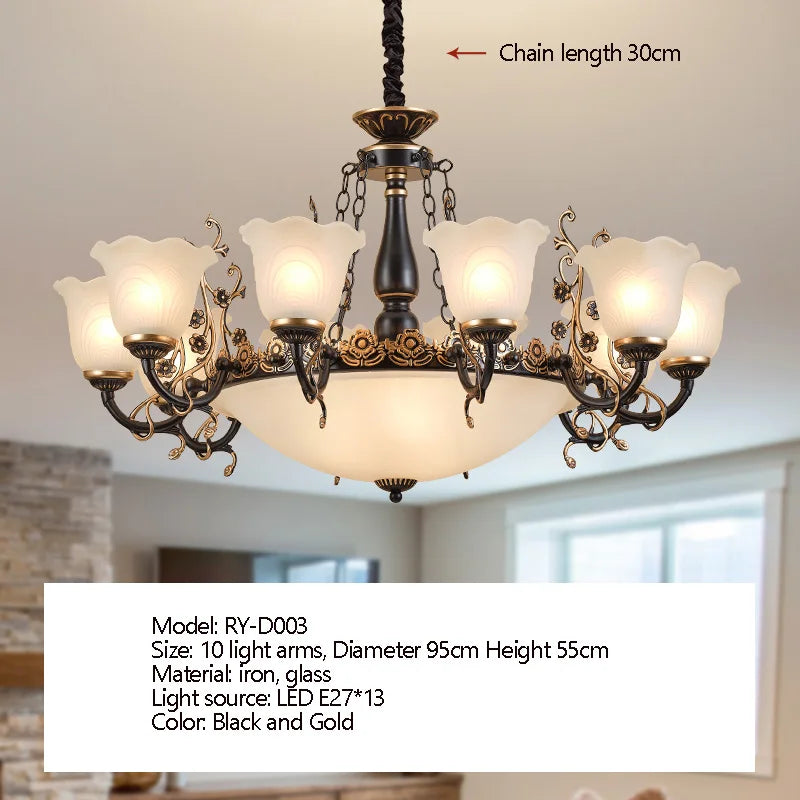 American/European Inspired Chandelier Glass And Iron Elements Great For Living Room Bedroom  Dining Room Setup