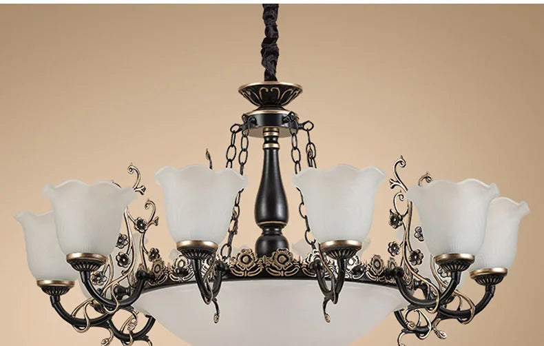 American/European Inspired Chandelier Glass And Iron Elements Great For Living Room Bedroom  Dining Room Setup