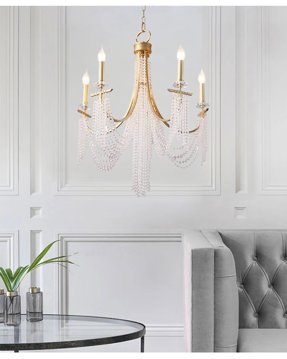 Romantic Art Candle Chandeliers Luxury Crystal Hanging Light Hotel Villa French Country Living Room Bedroom Kitchen Pendant Lamp