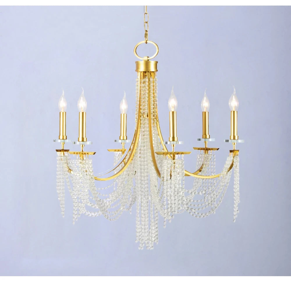 Romantic Art Candle Chandeliers Luxury Crystal Hanging Light Hotel Villa French Country Living Room Bedroom Kitchen Pendant Lamp