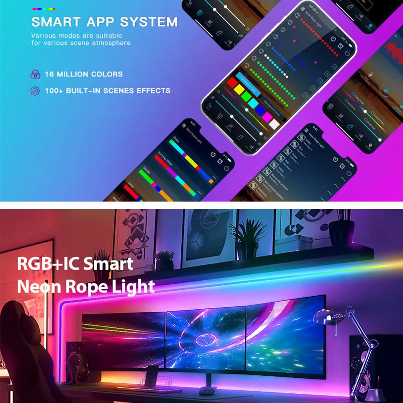 5V RGB Neon Strip Light 1M 2M 3M 5M USB Waterproof Flexible Tape Neon Lights With Bluetooth APP Control For Christmas Home Decor