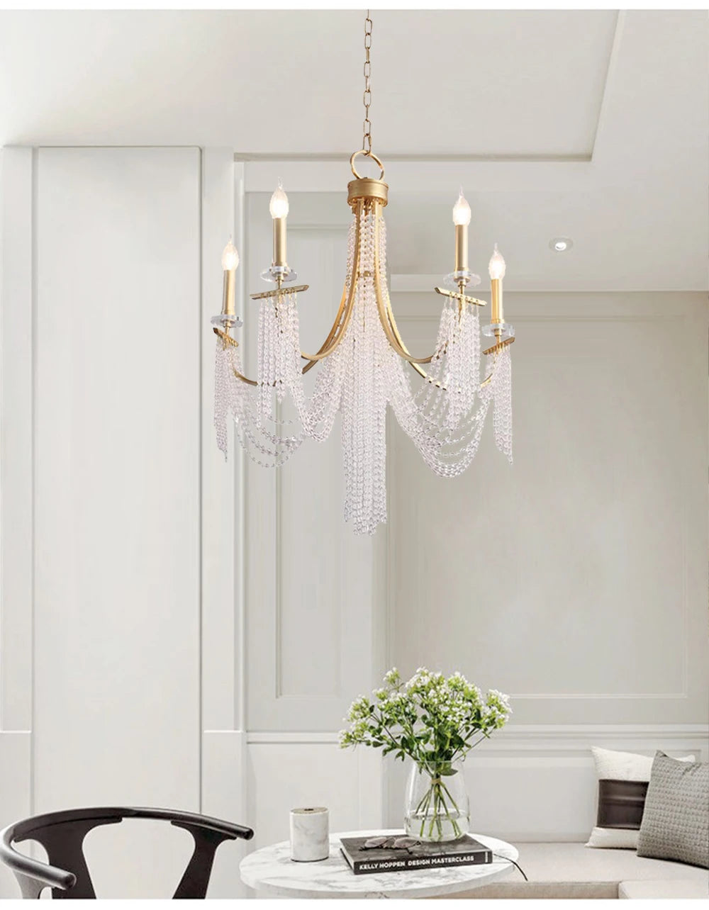 Romantic Art Candle Chandeliers Luxury Crystal Hanging Light Hotel Villa French Country Living Room Bedroom Kitchen Pendant Lamp