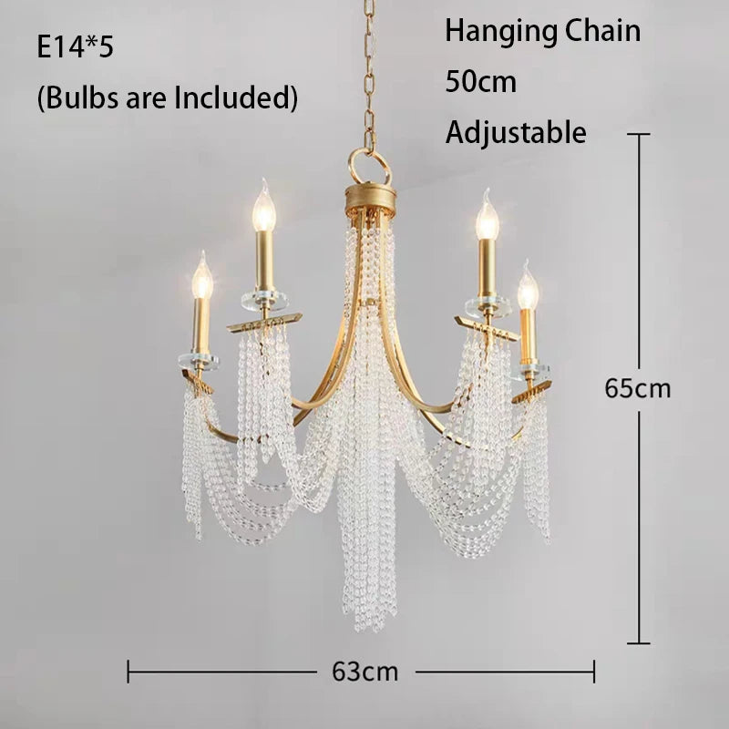 Romantic Art Candle Chandeliers Luxury Crystal Hanging Light Hotel Villa French Country Living Room Bedroom Kitchen Pendant Lamp