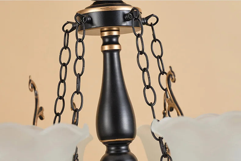 American/European Inspired Chandelier Glass And Iron Elements Great For Living Room Bedroom  Dining Room Setup